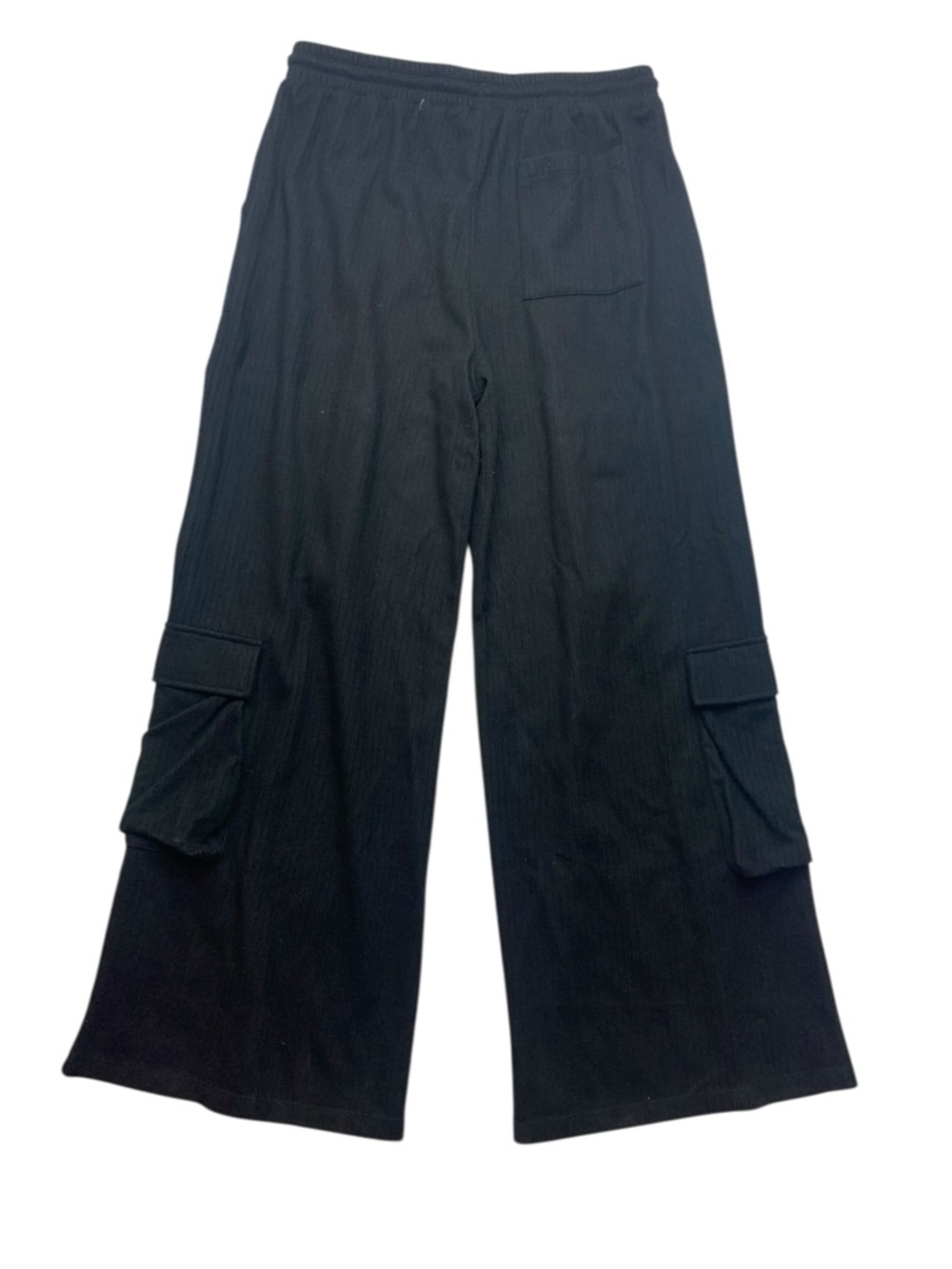 Halara size large new Black Wide-Leg Cargo Pants velour Ribbed casual relaxed - Picture 12 of 12